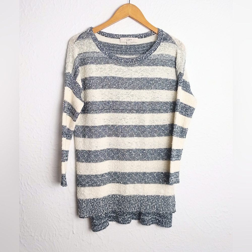 Loft 3/4 Sleeve Striped Sweater Size M
